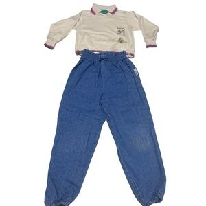 Vintage‎ Health-tex Kids Skateboard Sweatshirt and Joggers Set White Blue Size 6